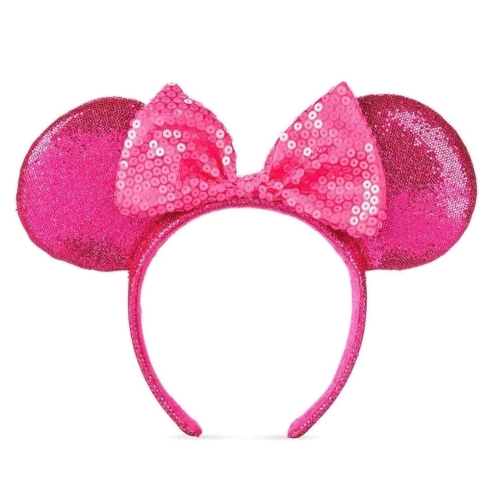 Disney Parks Minnie Mouse Glitter and Sequin Ear Headband Imagination Pink Adult